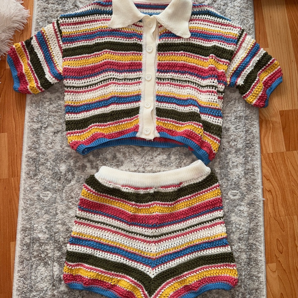 Striped Crochet Two-Piece Set - Multicolor - Picture 5 of 8